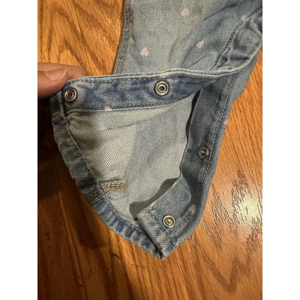 Oshkosh B'Gosh Denim Overalls with Pink Hearts Baby Girl 12 Months